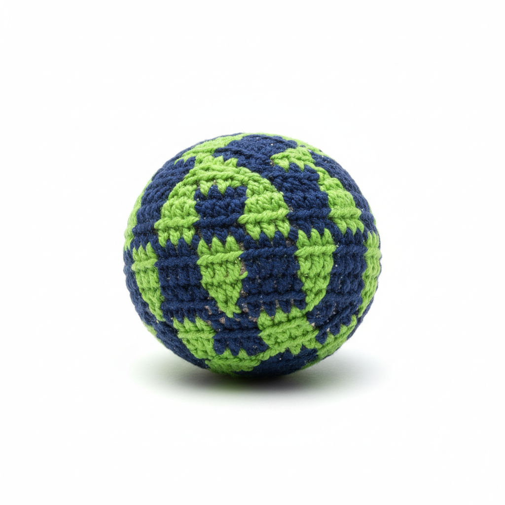 Blue and green hacky sack