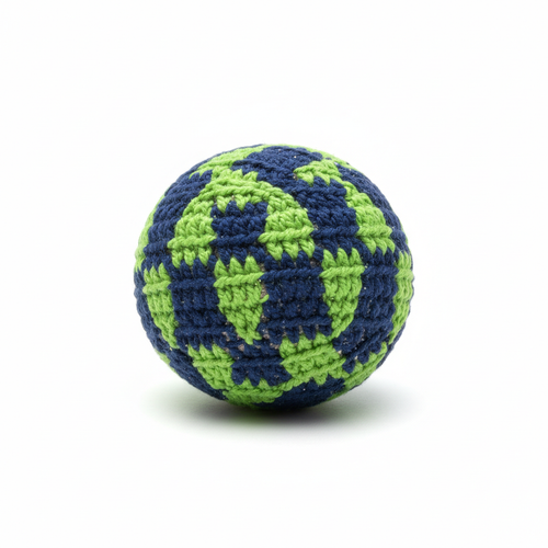 Blue and green hacky sack