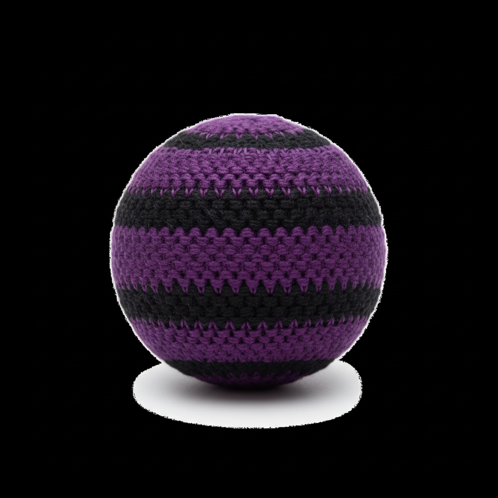 Purple and black hacky sack